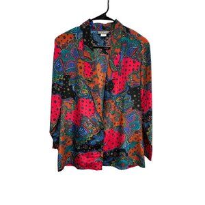Vintage All Seasons Womens Multicolor Paisley and Polka Dot Cardigan SZ Medium